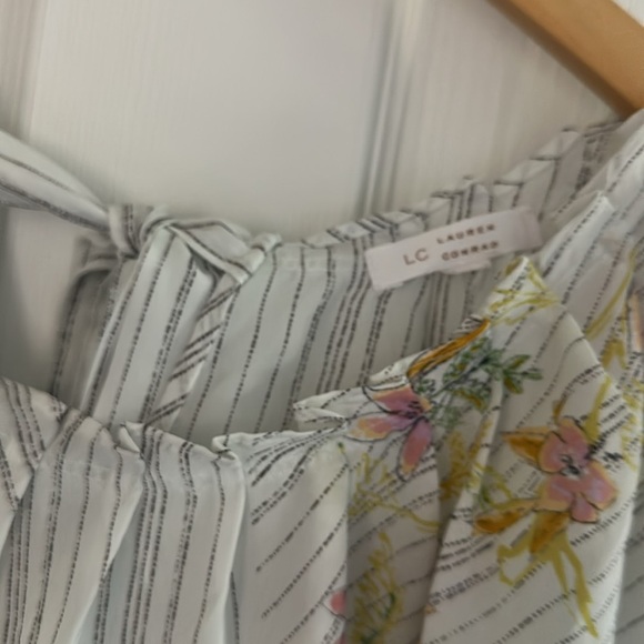 LC Lauren Conrad Gray White Embellished Short Sleeve Blouse EUC - Picture 2 of 7